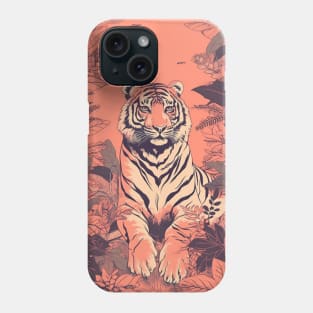 Pink Orange Tiger Pattern Trendy Boho Aesthetic Big Cats Phone Case