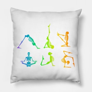Funny Skeleton Yoga Poses Rainbow Skeleton Fitness Pillow