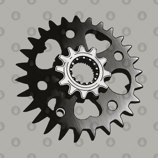 Cartoon retro bike sprocket by chronicledesignlab