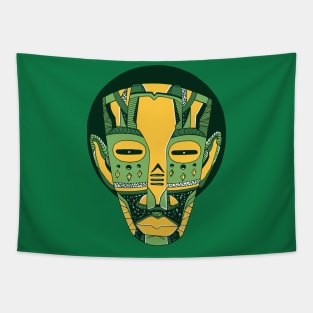 Forrest Green African Mask No 3 Tapestry