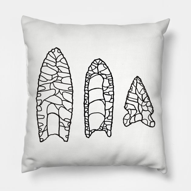 Three Projectile Points Pillow by Trowel-Tales