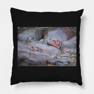 Baby Hippo with mother and other adults Pillow