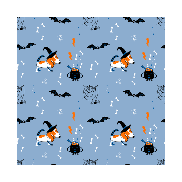 Cute print with a puppy in a witch costume by DanielK