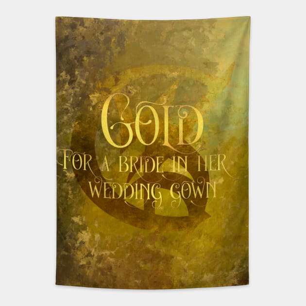 GOLD for a bride in her wedding gown. Shadowhunter Children's Rhyme Tapestry by literarylifestylecompany