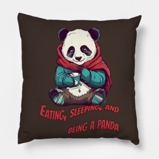 Cute Eating Panda - Funny Animal Art Design Pillow