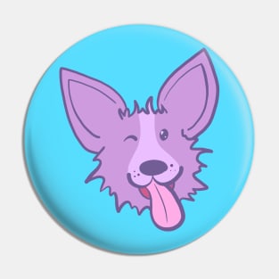 Cute Purple Winking Corgi Pin