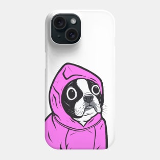 Pink Boston Terrier Hoodie Phone Case