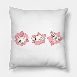 Bunnies and orchid flowers Pillow