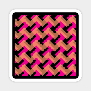 'Zagga' - in Cerise, Salmon Pink and Taupe on a Black base Magnet