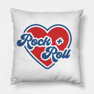 I Love Rock and Roll: Red Heart with Groovy Blue Text for Music Lovers Pillow