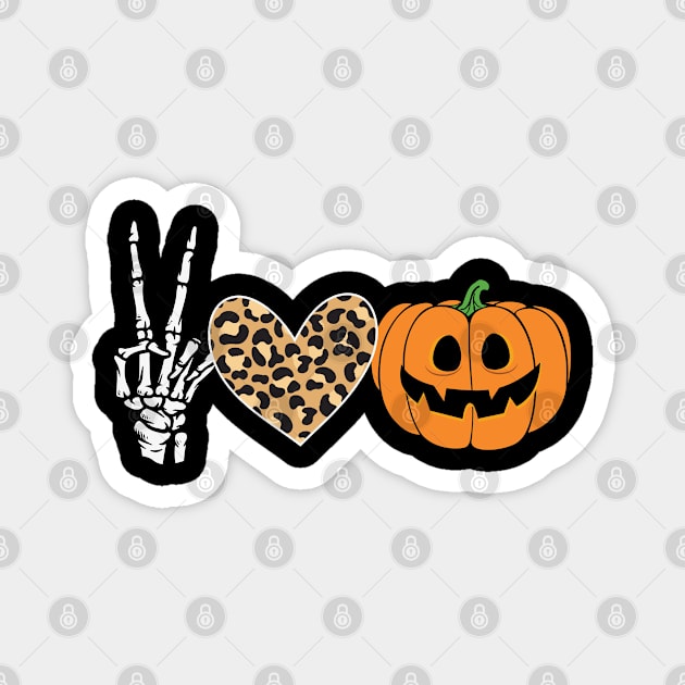 Peace Heart Love Fall Pumpkin Halloween Leopard Magnet by MZeeDesigns