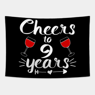 Cheers to 9 years Anniversary Gifts For Women and Men Tapestry