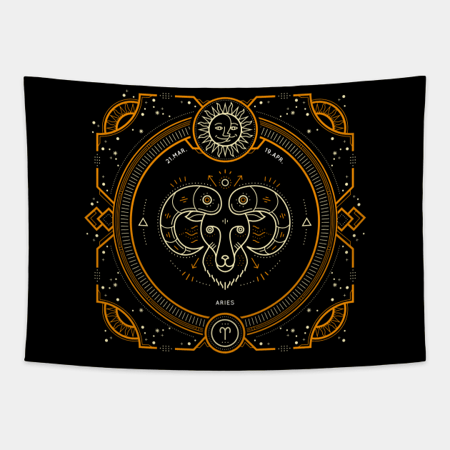 Aries Sacred Symbol Tapestry by DISOBEY