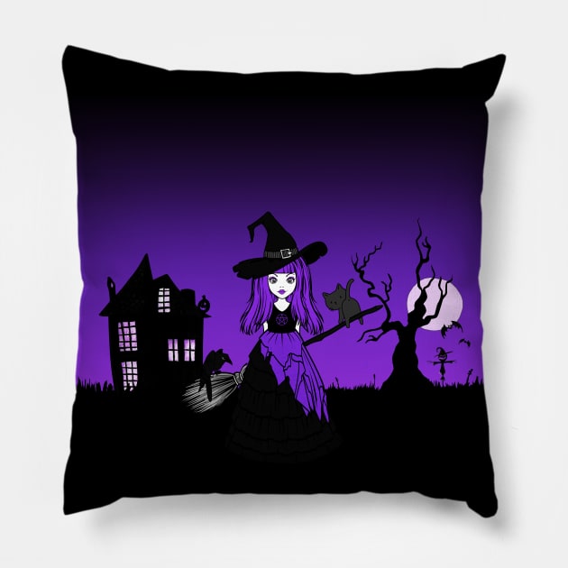 The Witching Hour! Purple Wiccan Pagan Cheeky Witch® Pillow by Cheeky Witch