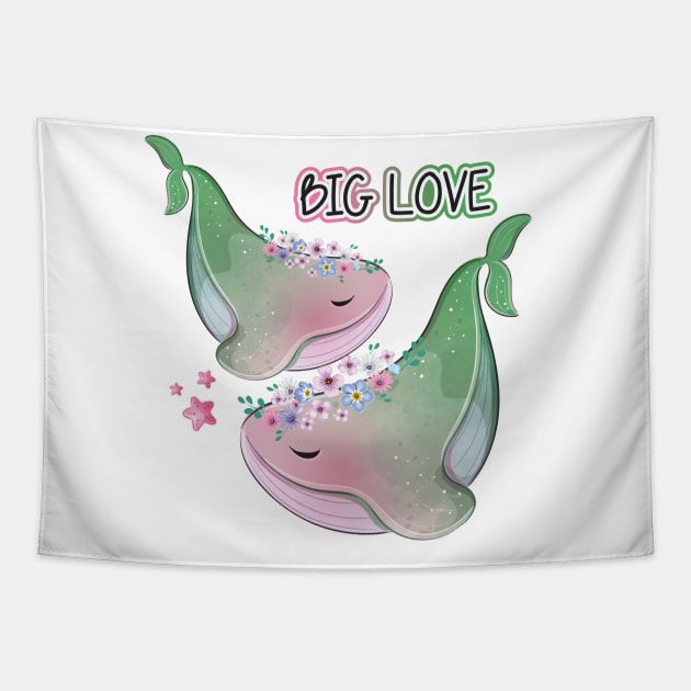 Big Whale Love Tapestry by Mako Design 