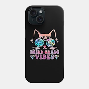 Back To School 3Rd Grade Vibes Leopard Tie Dye Cat Girl Eyes Phone Case