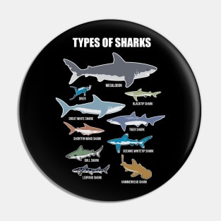 9 Types Of Shark' Educational Shark Pin