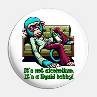 Retro 70s drunk Chillout - Drunk Monkey Humor Vintage Sofa Art Pin