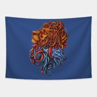 lion Contrast design, fantastic creature, Poster ,Graphic Design,, Figurative Drawing Tapestry