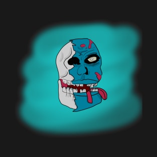 Neon blue zombie head T-Shirt