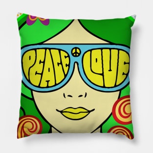 Peace And Love - Hippie Chick Pillow