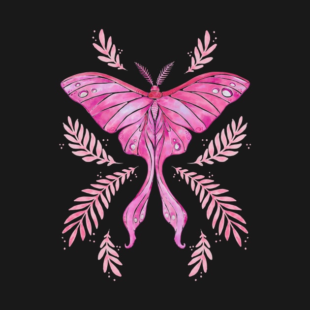 Pink Watercolor Luna Moth by Serena Archetti