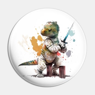 Dinosaur fencing athlete Pin