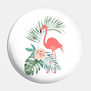 Flamingo Monstera and Rose Pin