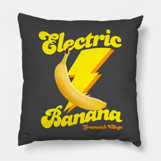 Electric Banana - Greenwich Village Pillow by Meta Cortex