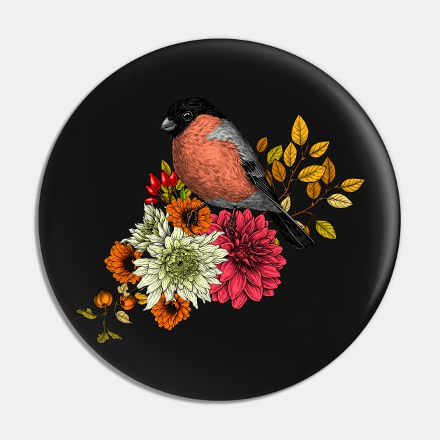 Bullfinch on autumn bouquet Pin by katerinamk