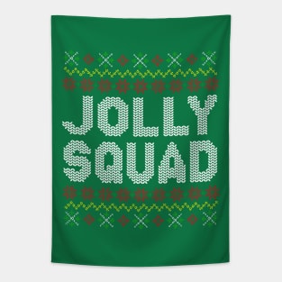 Jolly Squad Christmas Ugly Sweater Pattern Tapestry