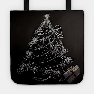 A Simple Christmas Tree in Dark Background Tote