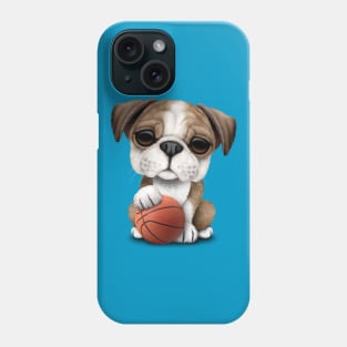 British Bulldog Puppy Playing With Basketball Phone Case