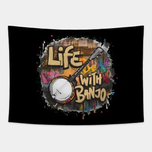 Life With banjo, Banjo Graffiti Design Tapestry