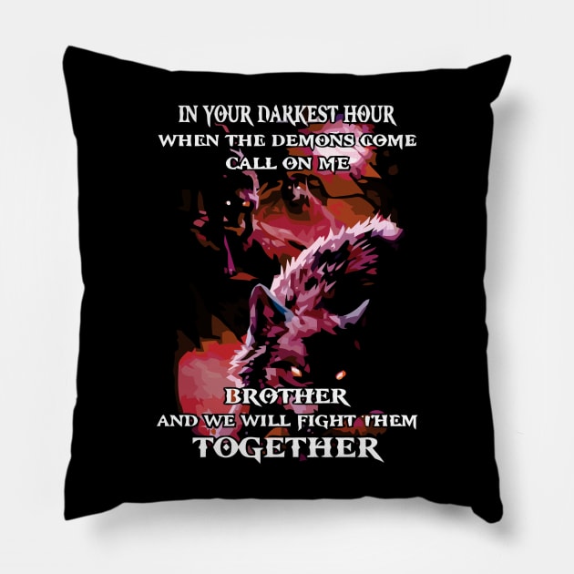 Wolf we will fight them together Pillow by martinyualiso