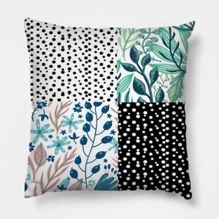 Mixed Polka Dot and Leaves Pattern Pillow