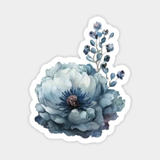 Blue Watercolor Wild Flower Magnet