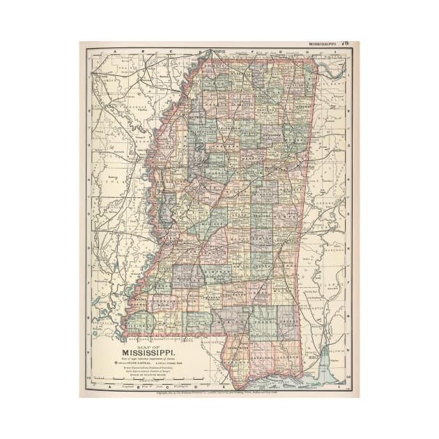 Vintage Map of Mississippi (1891) by Bravuramedia