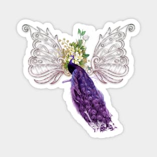 Wonderful elegant peacock with flowers Magnet