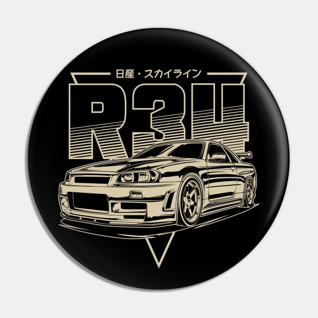 Skyline GTR R34 (Retro Yellow) Pin by idrdesign
