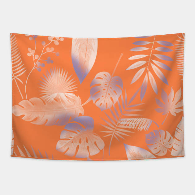 Orange hawaiian tropical pattern Tapestry by CharlesWi