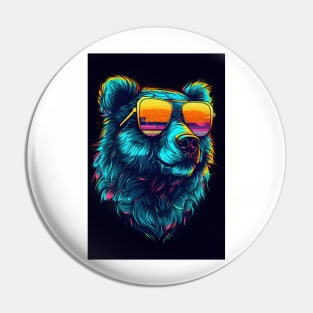 Cool retro polarbear with sunglasses Pin