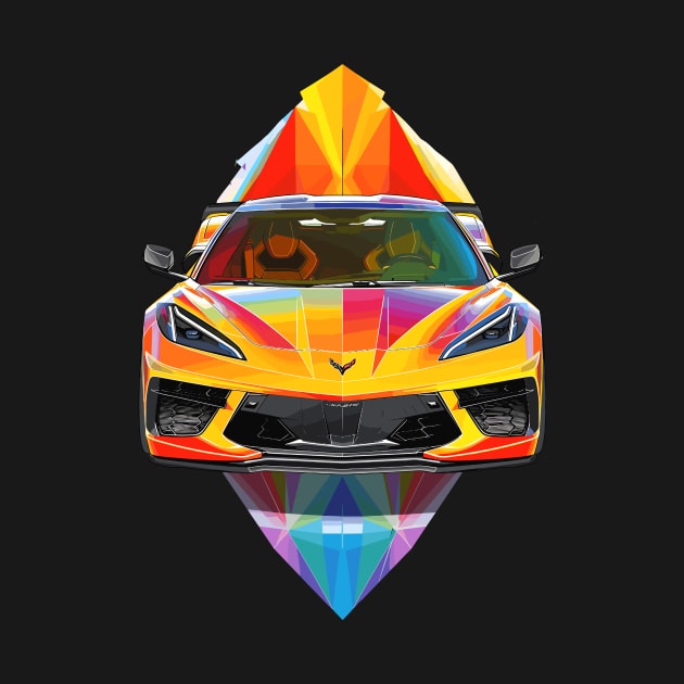 C8 Corvette Supercar Racecar Prism Art Sportscar Muscle Car Corvette C8 by Tees 4 Thee