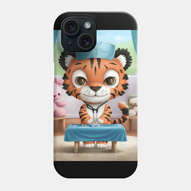 Cute tiger doctor and surgeon Phone Case by Spaceboyishere