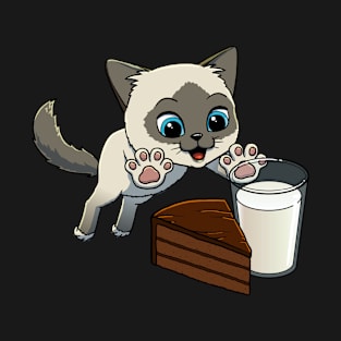 Birman Cat excited to have Chocolate Cake with Milk T-Shirt