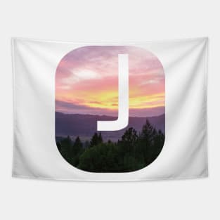 Initial J Sunset Photograph Tapestry