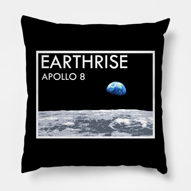 Earthrise Apollo 8 Vintage Ad Pillow by IORS