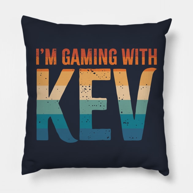 I'm Gaming with Kev Classic Retro Sunset Pillow by Bubsart78