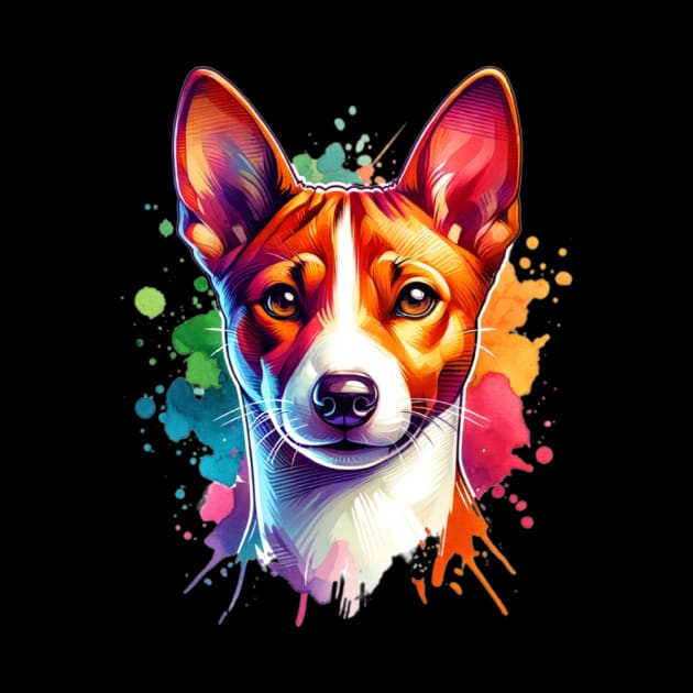 Watercolor Basenji Dog by The Jumping Cart