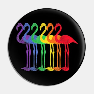 Flamingos In  Flag Colors LGBT Gay Pride Flamingo Pin